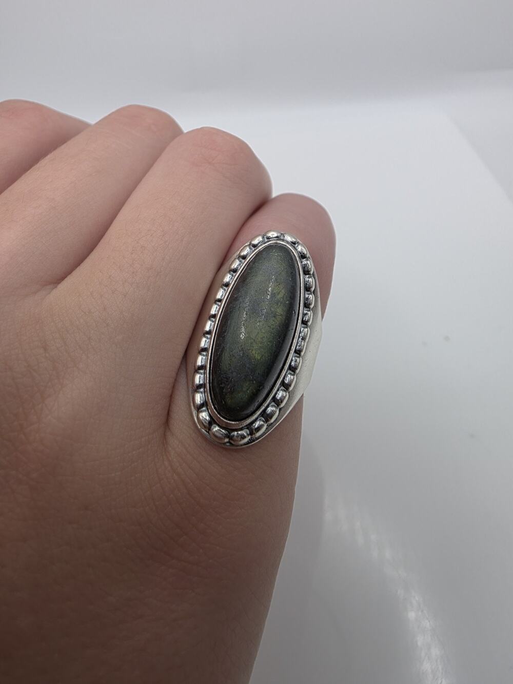 Vintage David Andersen Sterling Silver 925 Spectrolite Stone Norway Ring Size 6